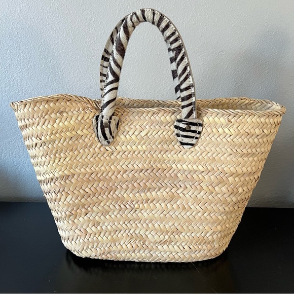 POOLSIDE Medium Beach Tote Palm Springs Personalized Zebra Handle - Picture 2 of 6